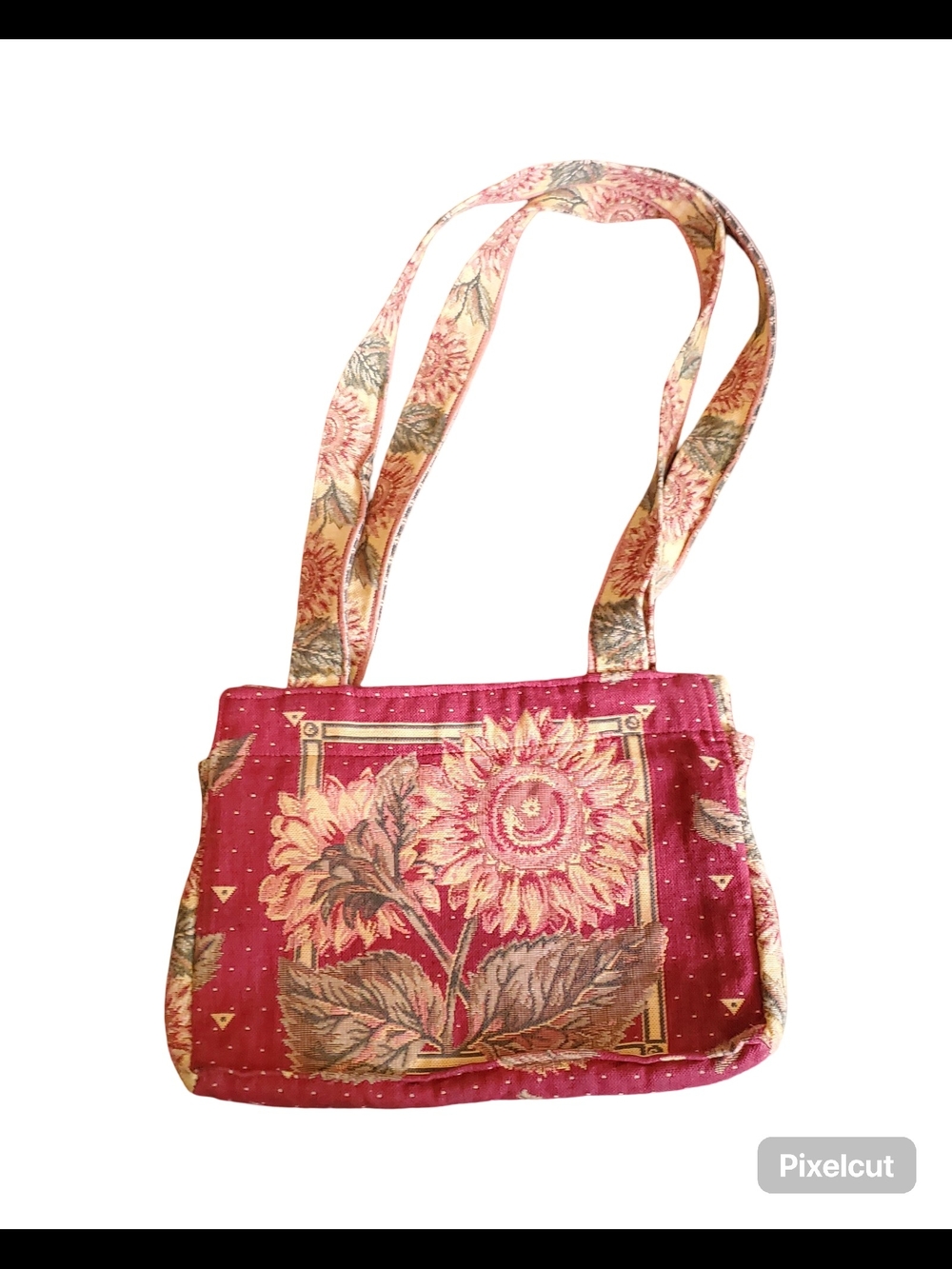 Floral Sunflower Tote Bag in Maroon